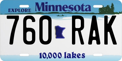 MN license plate 760RAK
