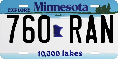MN license plate 760RAN