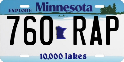 MN license plate 760RAP