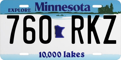 MN license plate 760RKZ