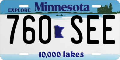 MN license plate 760SEE