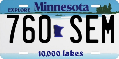 MN license plate 760SEM