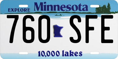 MN license plate 760SFE