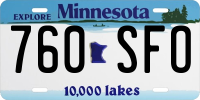 MN license plate 760SFO