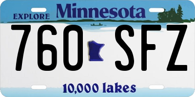MN license plate 760SFZ