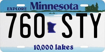 MN license plate 760STY