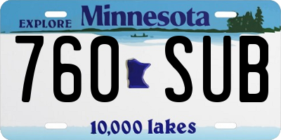 MN license plate 760SUB