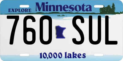 MN license plate 760SUL