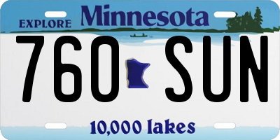 MN license plate 760SUN