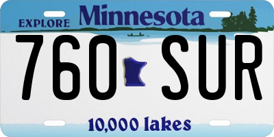 MN license plate 760SUR