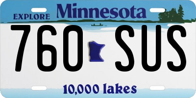 MN license plate 760SUS