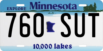 MN license plate 760SUT