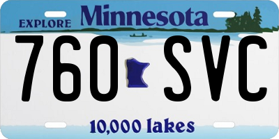 MN license plate 760SVC