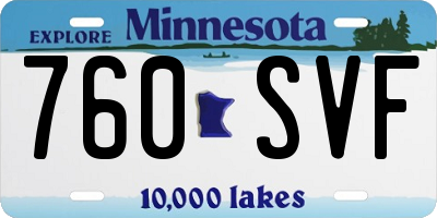 MN license plate 760SVF