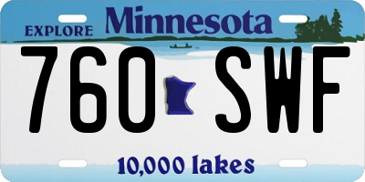 MN license plate 760SWF