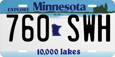 MN license plate 760SWH