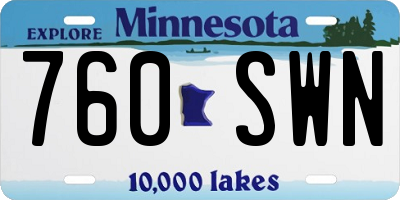 MN license plate 760SWN