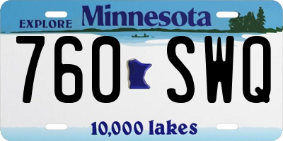 MN license plate 760SWQ