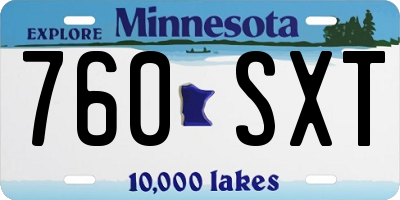 MN license plate 760SXT