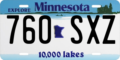 MN license plate 760SXZ