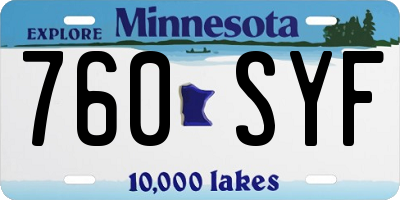 MN license plate 760SYF