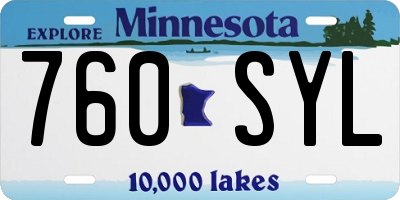 MN license plate 760SYL