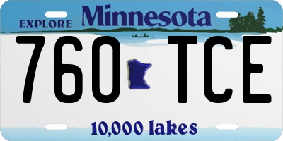 MN license plate 760TCE