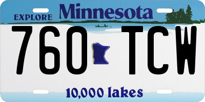 MN license plate 760TCW