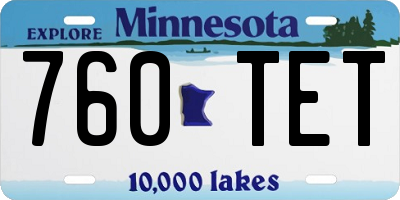 MN license plate 760TET