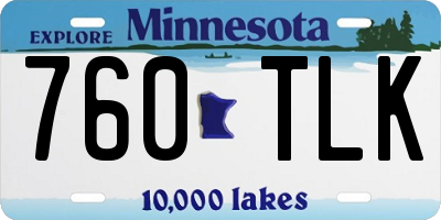 MN license plate 760TLK