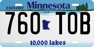 MN license plate 760TOB