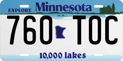 MN license plate 760TOC
