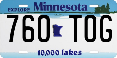 MN license plate 760TOG