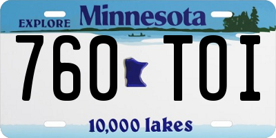 MN license plate 760TOI