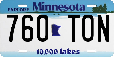 MN license plate 760TON