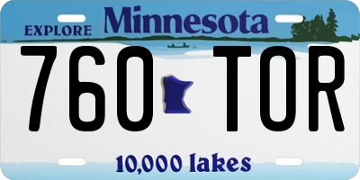 MN license plate 760TOR