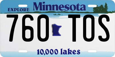 MN license plate 760TOS