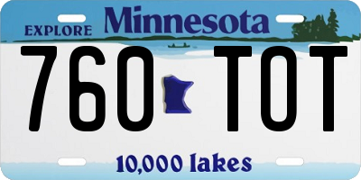 MN license plate 760TOT