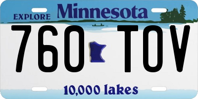MN license plate 760TOV