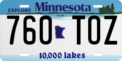 MN license plate 760TOZ
