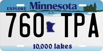 MN license plate 760TPA