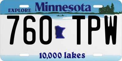 MN license plate 760TPW