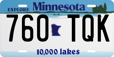 MN license plate 760TQK