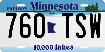 MN license plate 760TSW