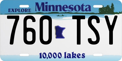 MN license plate 760TSY