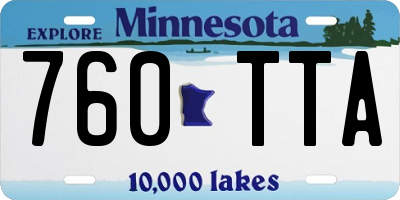 MN license plate 760TTA