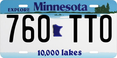 MN license plate 760TTO