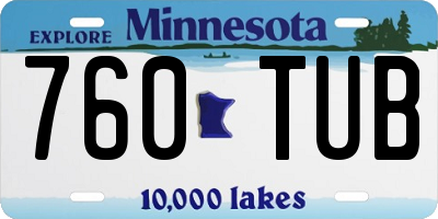 MN license plate 760TUB