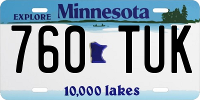 MN license plate 760TUK