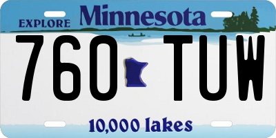 MN license plate 760TUW